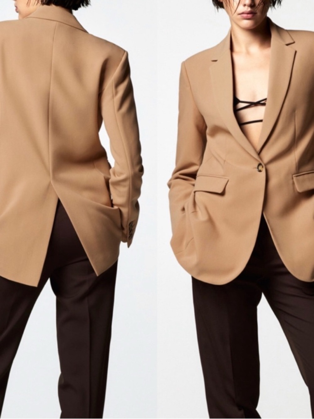 Zara Women’s Tailored Blazer in Taupe